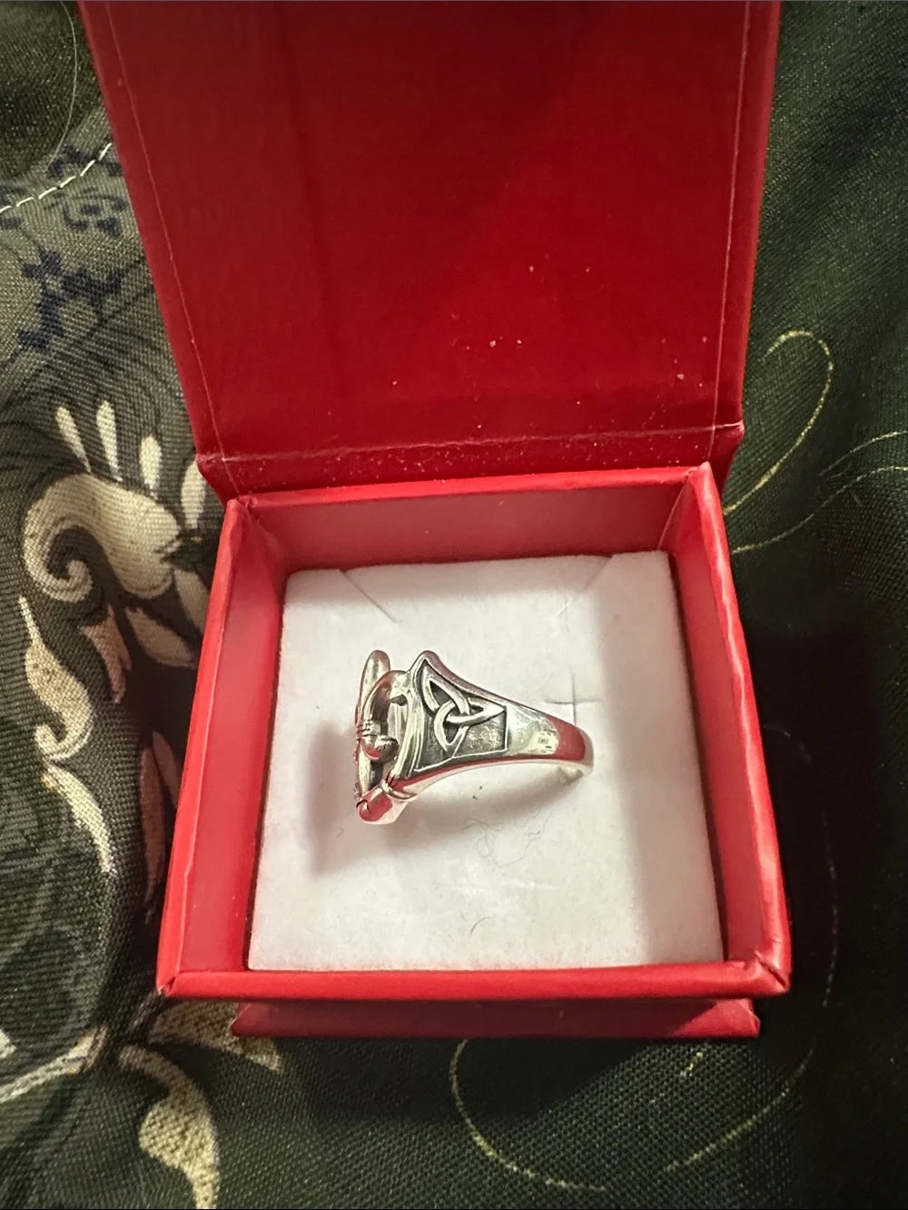 Sterling Silver Celtic Claddagh Fleur-de-Lis Heart Ring